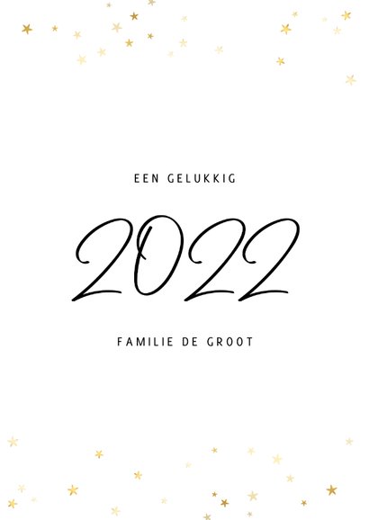 Nieuwjaarskaart fotocollage 2022 met gouden sterren 3