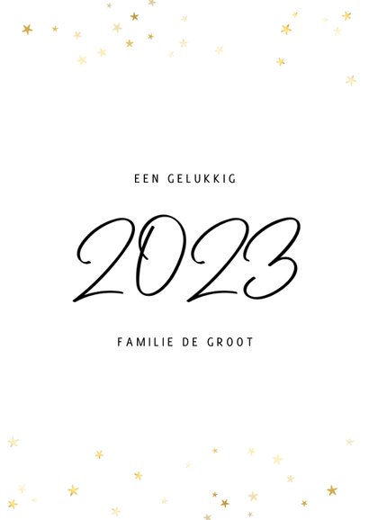 Nieuwjaarskaart fotocollage 2023 met gouden sterren 3