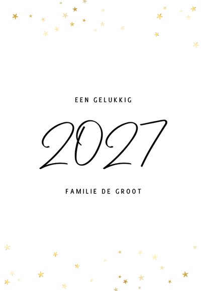 Nieuwjaarskaart fotocollage 2027 met gouden sterren 3