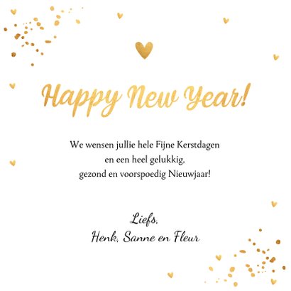 Nieuwjaarskaart fotocollage goud confetti 3