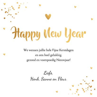 Nieuwjaarskaart fotocollage goud confetti 3