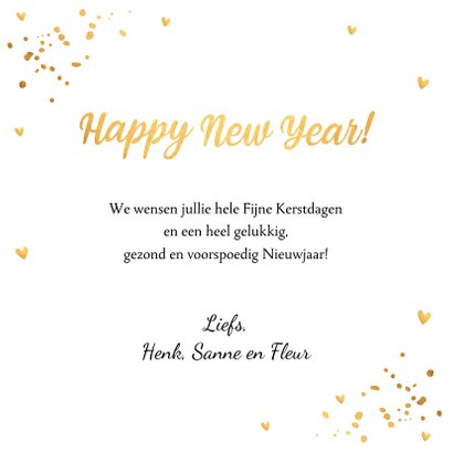 Nieuwjaarskaart fotocollage goudlook confetti 3