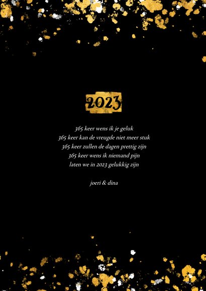 Nieuwjaarskaart foto's gouden vlak '2023' confetti 3