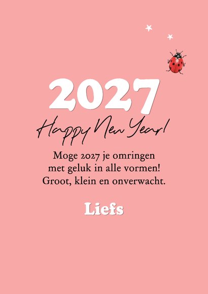 Nieuwjaarskaart geluk fotocollage lieveheersbeestjes sterren 3