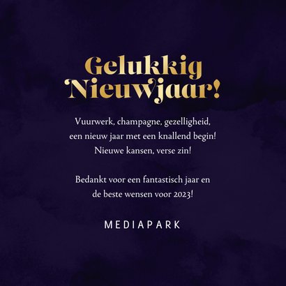 Nieuwjaarskaart gelukkig nieuwjaar vuurwerk goud 3