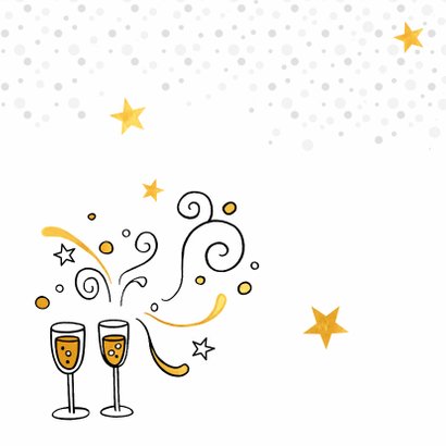 Nieuwjaarskaart gouden champagne 2