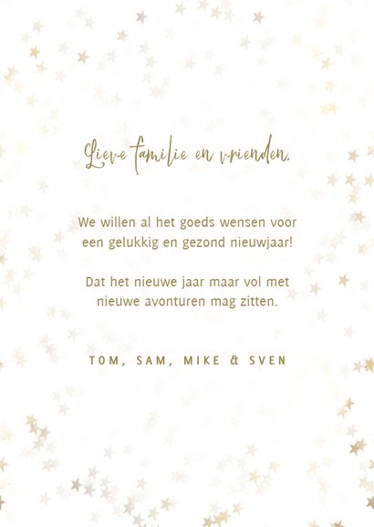 Nieuwjaarskaart gouden sterren, happy new year en foto 3