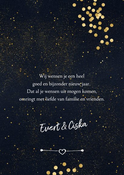 Nieuwjaarskaart gouden sterrenhemel 3