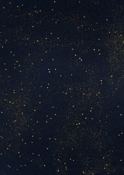 Nieuwjaarskaart gouden sterrenhemel Achterkant