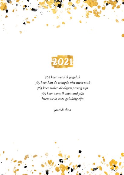 Nieuwjaarskaart gouden vlak '2021' confetti 3
