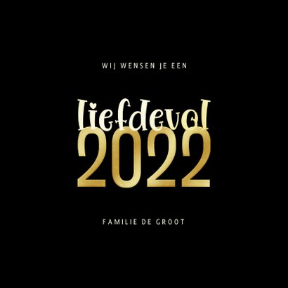 Nieuwjaarskaart goudlook hartjes liefdevol 2022 3