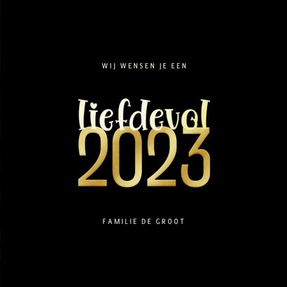 Nieuwjaarskaart goudlook hartjes liefdevol 2023 3