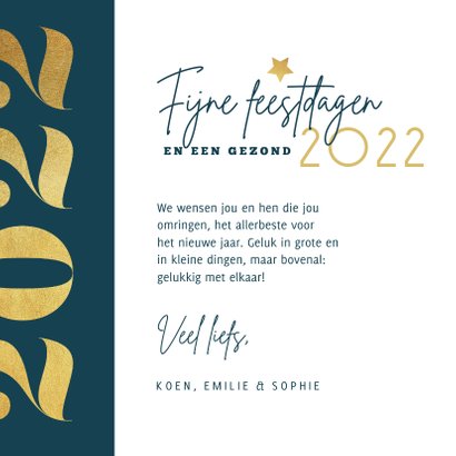 Nieuwjaarskaart grafisch modern goud foto 2022 liefde 3