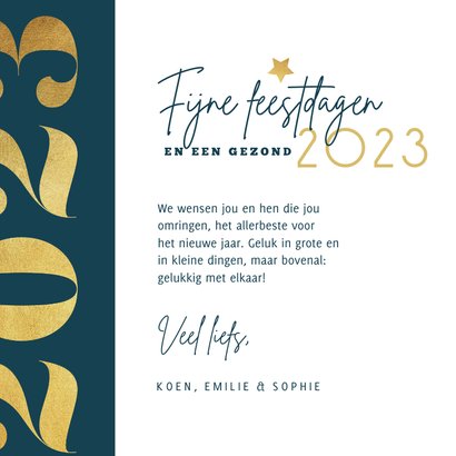 Nieuwjaarskaart grafisch modern goud foto 2023 liefde 3