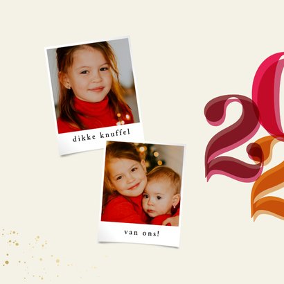 Nieuwjaarskaart groot jaartal met foto kleurrijk 2
