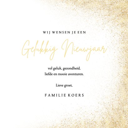 Nieuwjaarskaart grote foto gouden rand gelukkig nieuwjaar 3