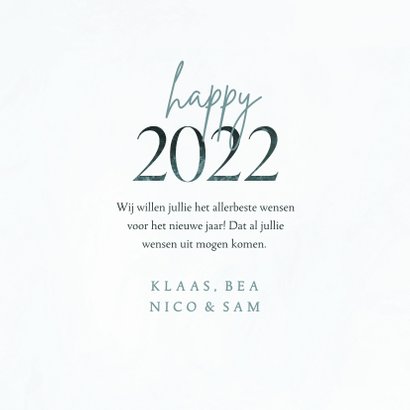 Nieuwjaarskaart happy 2022 lichtblauw met sneeuwvlokken 3