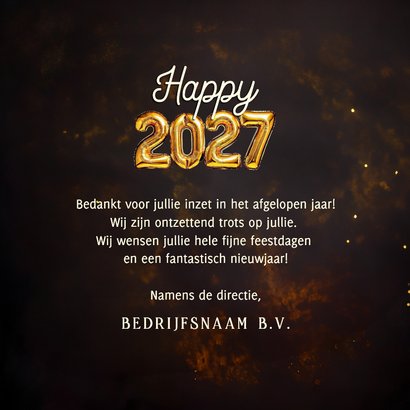 Nieuwjaarskaart happy 2027 folieballonnen goud 3