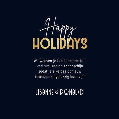 Nieuwjaarskaart happy holidays champagne en foto 3
