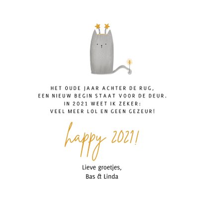 Nieuwjaarskaart happy meow year met foto en kat 3