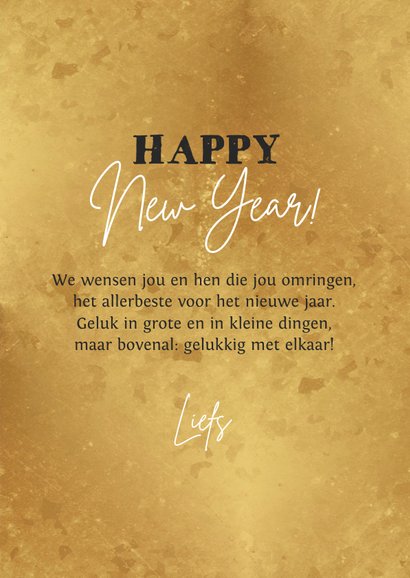 Nieuwjaarskaart happy new year confetti goud sterren 3