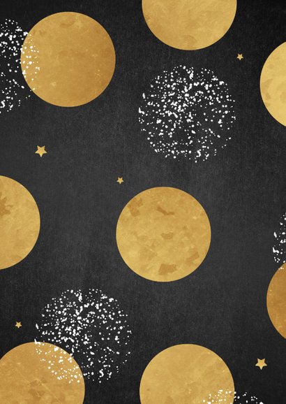 Nieuwjaarskaart happy new year confetti vuurwerk goud ster Achterkant