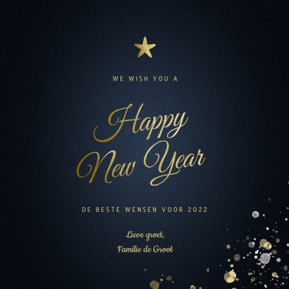 Nieuwjaarskaart Happy new Year klassiek met sterren 3