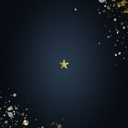 Nieuwjaarskaart Happy new Year klassiek met sterren Achterkant