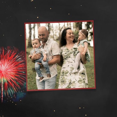 Nieuwjaarskaart happy new year rood groen neon hart vuurwerk 2