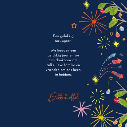 Nieuwjaarskaart Happy New Year typografie vuurwerk & foto 3