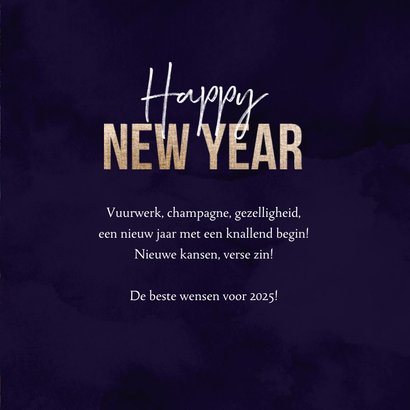 Nieuwjaarskaart happy new year vuurwerk goud 3