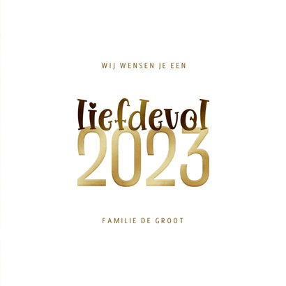 Nieuwjaarskaart hartjes liefdevol 2023 goudlook 3