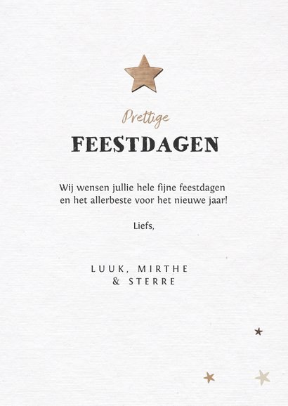 Nieuwjaarskaart houtlook met fotocollage en sterren 3