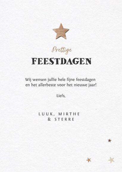 Nieuwjaarskaart houtlook met fotocollage en sterren 3