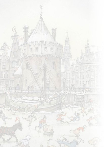 Nieuwjaarskaart ijstafereel Amsterdam 2