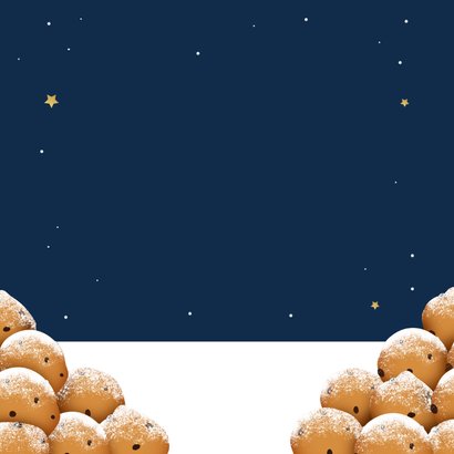 Nieuwjaarskaart kat oliebollen grappig 2027 kater sterren Achterkant