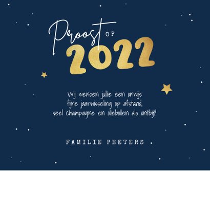 Nieuwjaarskaart kat poes sterren oliebollen illustratie 2022 3