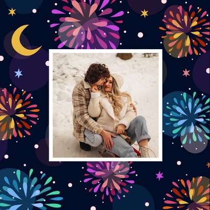 Nieuwjaarskaart kleurrijk vuurwerk 2026 2