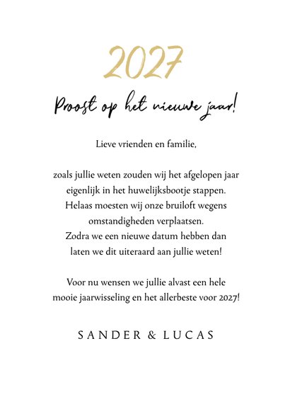 Nieuwjaarskaart liefde nieuw jaar nieuwe kansen goud hartjes 3