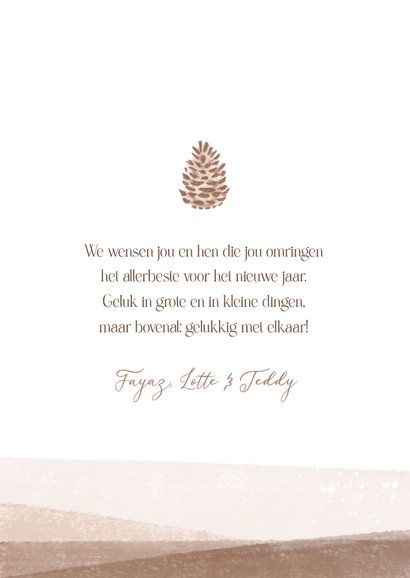 Nieuwjaarskaart liefdevol natuurlijk foto dennenappel 3