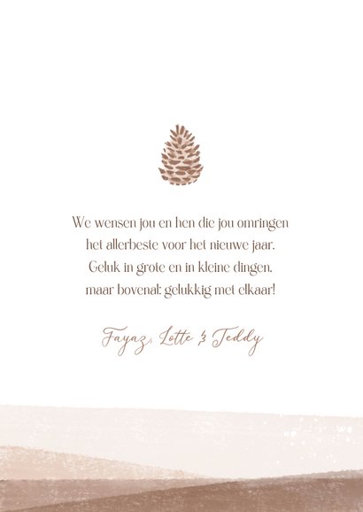 Nieuwjaarskaart liefdevol natuurlijk foto dennenappel 3