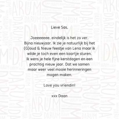 Nieuwjaarskaart met de tekst "Gelukkig bijna nieuwjaar" 3