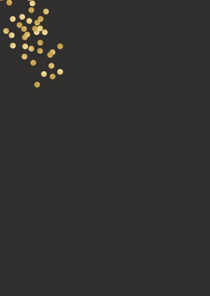 Nieuwjaarskaart met gouden confetti en evt. uitnodiging Achterkant