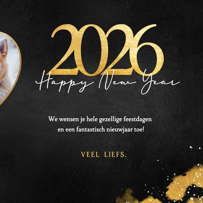 Nieuwjaarskaart met gouden hartjes en eigen foto's 3