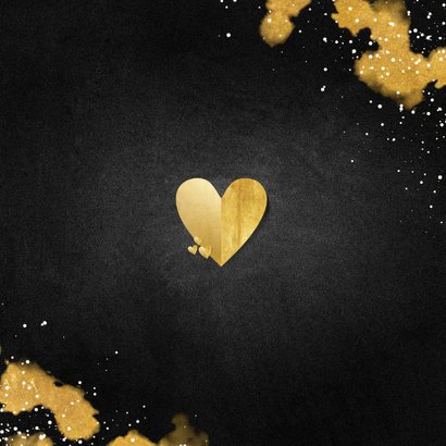 Nieuwjaarskaart met gouden hartjes en eigen foto's Achterkant