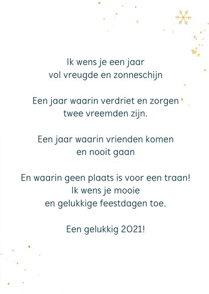 Nieuwjaarskaart met gouden sneeuwvlokken 3