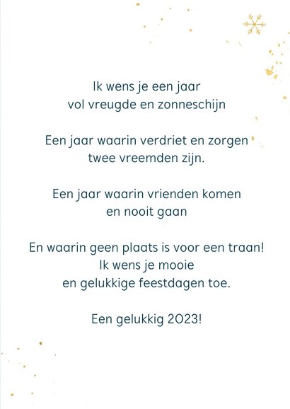 Nieuwjaarskaart met gouden sneeuwvlokken 3