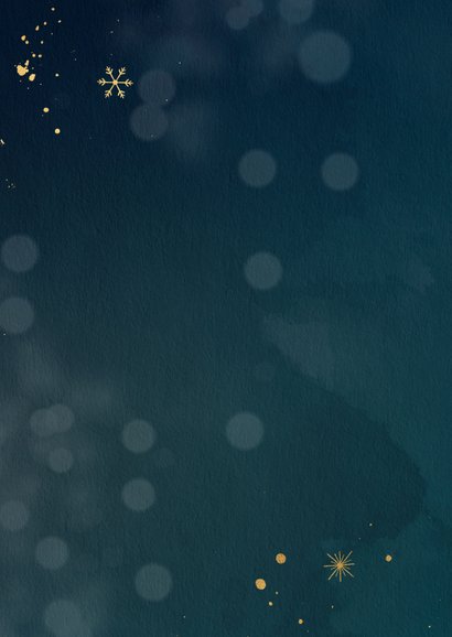 Nieuwjaarskaart met gouden sneeuwvlokken Achterkant