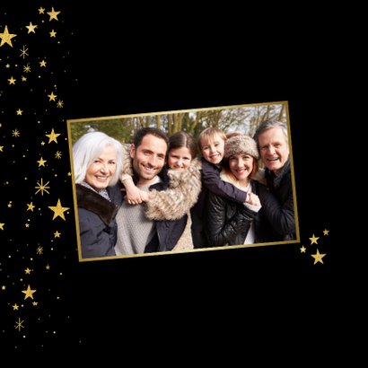 Nieuwjaarskaart met gouden sterren en 2020 fotocollage 2