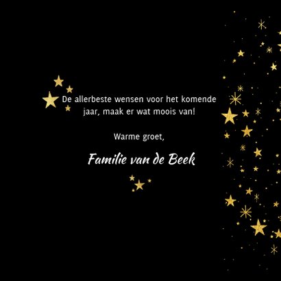 Nieuwjaarskaart met gouden sterren en 2020 fotocollage 3